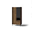 Prestigo Hinged Wardrobe in Oak Walnut & Black Matt - Modern Industrial Style, H1910mm W880mm D550mm