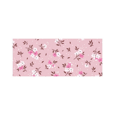 Pretty Pink Flower Pattern Glass Bathroom Splashback