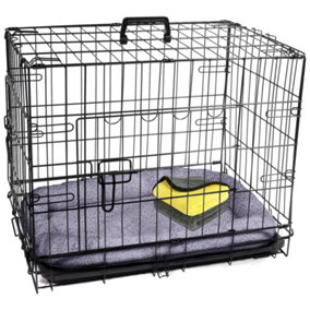 Pretty Pooch Dog Crate Small Cage Puppy Cat Pet Training Tray and Bed With Two Cloths