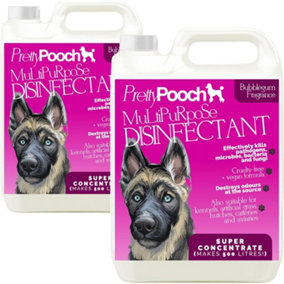 Pretty Pooch Multipurpose Disinfectant - Cleaner, Sanitiser, Deodoriser - Concentrated Formula - Bubblegum 5L x2