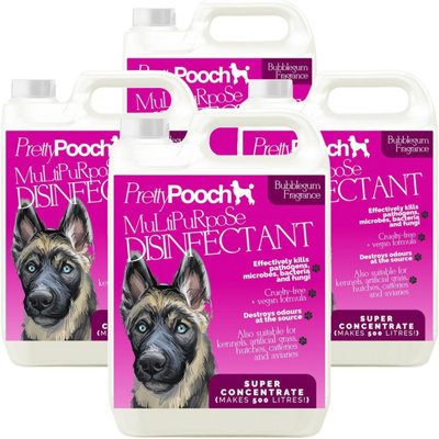 Pretty Pooch Multipurpose Disinfectant - Cleaner, Sanitiser, Deodoriser - Concentrated Formula - Bubblegum 5L x4