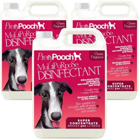 Pretty Pooch Multipurpose Disinfectant - Cleaner, Sanitiser, Deodoriser - Concentrated Formula - Cherry 5L x3
