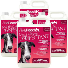 Pretty Pooch Multipurpose Disinfectant - Cleaner, Sanitiser, Deodoriser - Concentrated Formula - Cherry 5L x4