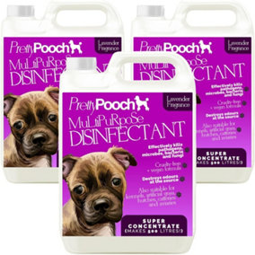 Pretty Pooch Multipurpose Disinfectant - Cleaner, Sanitiser, Deodoriser - Concentrated Formula - Lavender 5L x3