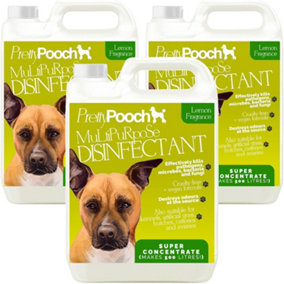 Pretty Pooch Multipurpose Disinfectant - Cleaner, Sanitiser, Deodoriser - Concentrated Formula - Lemon 5L x3