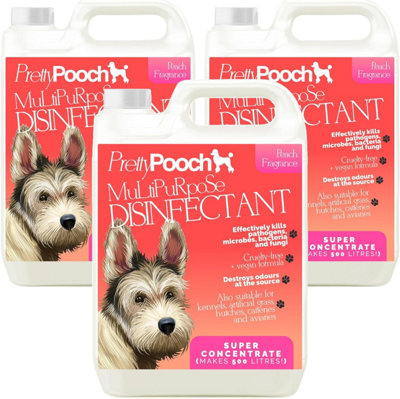 Pretty Pooch Multipurpose Disinfectant - Cleaner, Sanitiser, Deodoriser - Concentrated Formula - Peach 5L x3