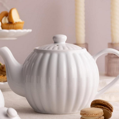 Price & Kensington Stoneware Teapot 1.1 Litre & Luxe Milk Jug & Sugar Bowl White Set