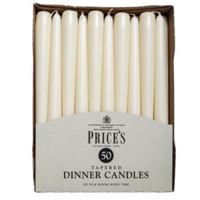 Price's Dinner Candle Ivory 10'' 50pk