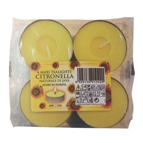 Prices Candles Citronella Maxi Tealights (Pack of 4) Yellow (One Size)