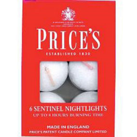 Prices Candles Sentinel Nightlights (Pack of 6) White (6 x 23 x 35mm)