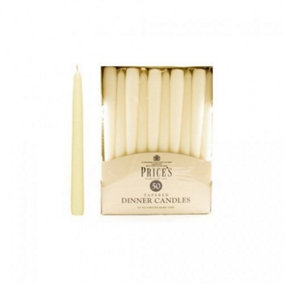 Prices Tapered Unwrapped Dinner Candles (Pack Of 50) Ivory (One Size)