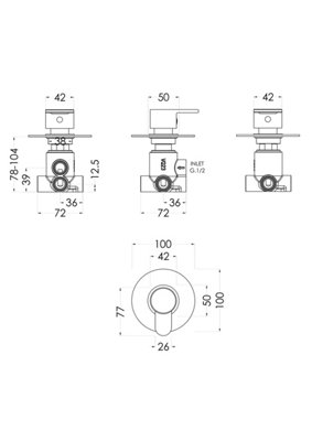 Pride Concealed Lever Handle 2/3/4 Way Shower Diverter - Chrome - Balterley
