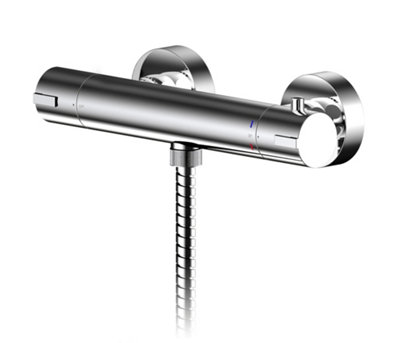 Pride Contemporary Bathroom Round Thermostatic Bar Valve, 55mm x 275mm, Chrome - Balterley