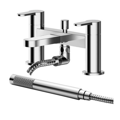 Pride Deck Mount Round Bath Shower Mixer Tap with Shower Kit Chrome