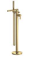 Pride Freestanding Round Bath Shower Mixer Tap - Brushed Brass - Balterley