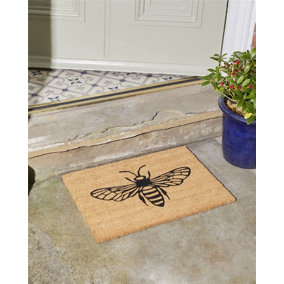 Pride of Place Astley Printed Coir Doormat with PVC Backing Non - Slip Waterproof Bee Design 40 x 60cm