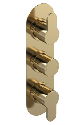 Pride Round Concealed Thermostatic Triple Shower Valve with Diverter (3 Outlets) - Brushed Brass - Balterley