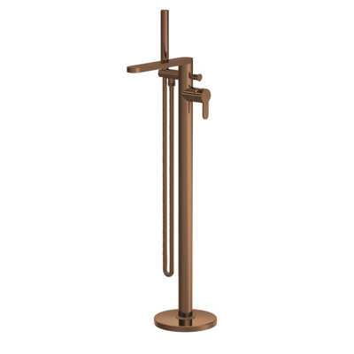 Pride Round Freestanding Bath Shower Mixer Tap with Kit - Brushed Bronze - Balterley