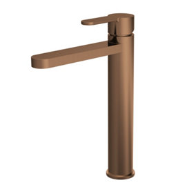 Pride Round High Rise Mono Basin Mixer Tap - Brushed Bronze - Balterley