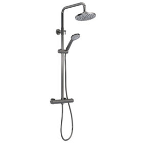 Pride Round Thermostatic Bar Shower Valve & Kit - Brushed Gunmetal - Balterley