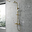 Pride Round Thermostatic Shower Kit with Fixed Head & Adjustable Handset - Brushed Brass - Balterley