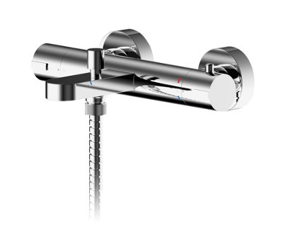 Pride Round Wall Mount Thermostatic Bath Shower Mixer Bar Valve Tap (Kit Not Included) - Chrome - Balterley