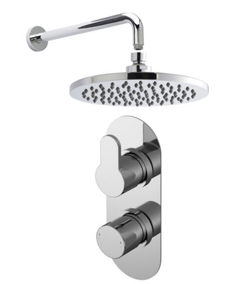 Pride Shower Bundle Concealed Round Twin Valve, Arm & Head Kit - Chrome Balterley