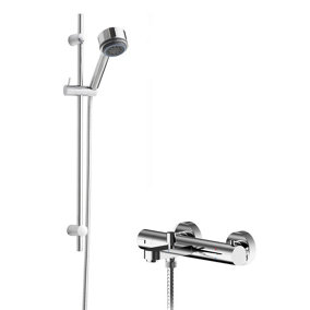 Pride Wall Mount Thermostatic Bath Shower Mixer Tap with Linear Slide Rail Kit - Chrome - Balterley
