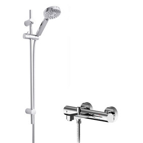 Pride Wall Mount Thermostatic Bath Shower Mixer Tap with Multi Function Slide Rail Kit - Chrome - Balterley