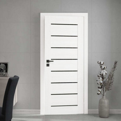 Prim Internal Door and Frame Set with Black Handle (LEFT)