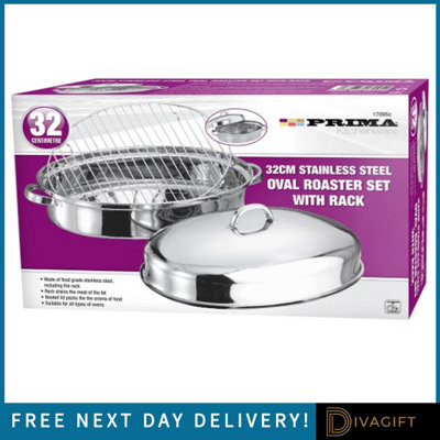 Prima 32cm Stainless Steel Oval Roaster Set