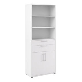 Prima Bookcase 3 Shelves With 2 Drawers And 2 Doors In White