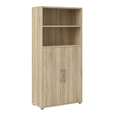 Prima Bookcase 4 Shelves with 2 Doors in Oak | DIY at B&Q