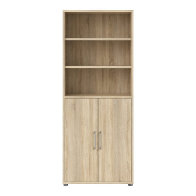 Prima Bookcase 5 Shelves with 2 Doors in Oak