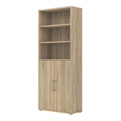Prima Bookcase 5 Shelves with 2 Doors in Oak