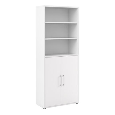 Prima Bookcase 5 Shelves with 2 Doors in White