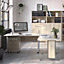 Prima Desk 150 cm in Oak with Height adjustable legs with electric control in Silver grey steel