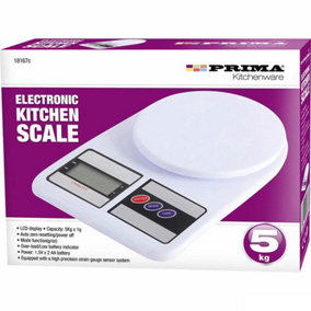 Prima Electronic Kitchen Weighing Scales LDC Display 5kg Capacity Battery