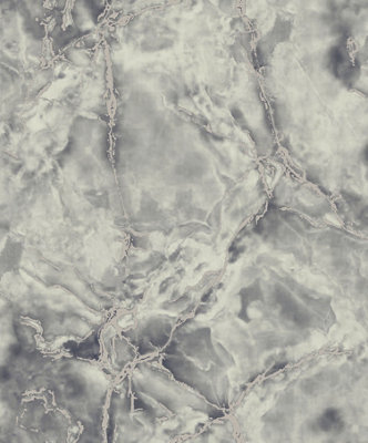 Prima Marble Grey and Silver Wallpaper LT7716 By Sartoria ROLL SIZE 0.53 x 10M