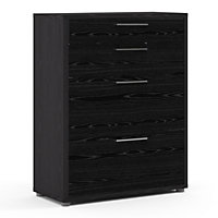 Prima Office Storage With 2 Drawers + 2 File Drawers In Black Woodgrain