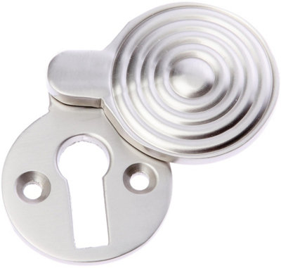 Prima Satin Chrome Queen Anne Reeded Covered Escutcheon 1.1/4 x 1.5/8