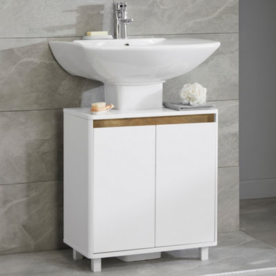 Prime Curved Gloss Bathroom Under Sink Storage Cabinet