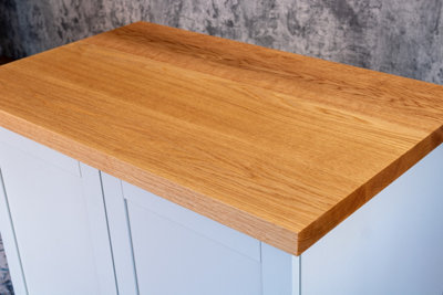 Prime Oak Full Stave Worktop 1m x 620mm x 40mm - Premium Solid Wood Kitchen Countertop - Real Oak Timber Stave Worktops