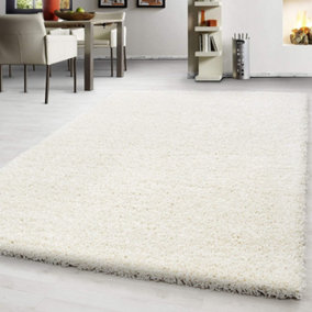 PRIME PLUS EXTRA THICK HEAVY 5CM PILE SOFT SHAGGY RUGS MODERN AREA RUGS BEDROOM HALL RUGS (Cream, 120 x 170cm)
