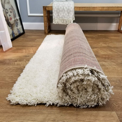 PRIME PLUS EXTRA THICK HEAVY 5CM PILE SOFT SHAGGY RUGS MODERN AREA RUGS BEDROOM HALL RUGS (Cream, 160 x 230)