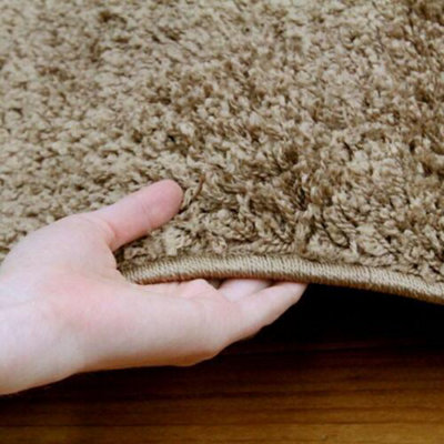 PRIME PLUS EXTRA THICK HEAVY 5CM PILE SOFT SHAGGY RUGS MODERN AREA RUGS BEDROOM HALL RUGS (Dark Beige, 120 x 170cm)