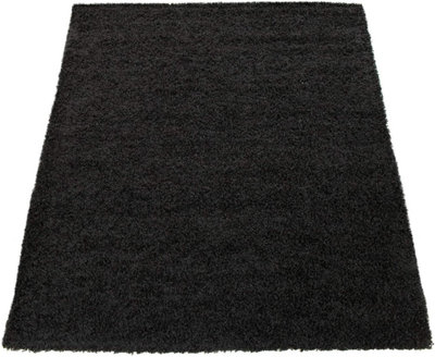 Prime Plus Shaggy Rug, Black, 60 x 110 cm, Heavy Duty Non Slip 5cm Deep ...