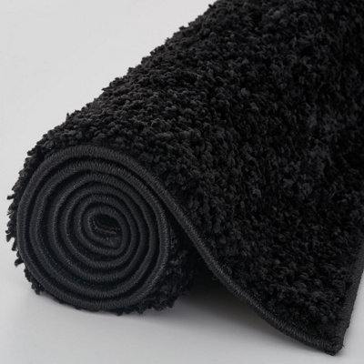 Prime Plus Shaggy Rug, Black, 60 x 110 cm, Heavy Duty Non Slip 5cm Deep ...