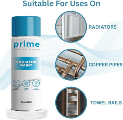 Prime Radiator Paint Gloss White Spray 400ml
