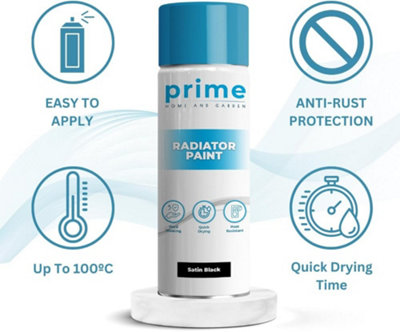 Prime Radiator Paint Satin Black Spray 400ml